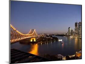 Story Bridge, Kangaroo Point, Brisbane River and City Centre at Night, Brisbane, Queensland, Austra-Nick Servian-Mounted Photographic Print
