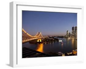 Story Bridge, Kangaroo Point, Brisbane River and City Centre at Night, Brisbane, Queensland, Austra-Nick Servian-Framed Photographic Print