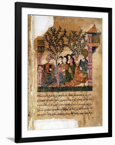 Story of Bayad and Riyad, 13-15th C. Iberian Islamic Miniature with Arabic Text-null-Framed Art Print