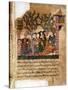Story of Bayad and Riyad, 13-15th C. Iberian Islamic Miniature with Arabic Text-null-Stretched Canvas
