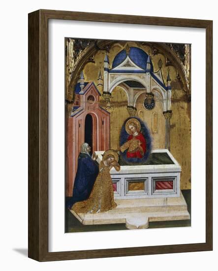 Story of the Life of St Lucia, Lucia in Prayer Near the Tomb of St Agatha, Who Appears to Her, 1410-Jacobello del Fiore-Framed Giclee Print