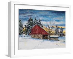 Stovers Mill Barn-James Redding-Framed Art Print