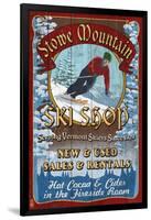 Stowe Mountain, Vermont - Ski Shop-Lantern Press-Framed Art Print