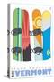 Stowe Mountain, Vermont, Snowboards in the Snow-Lantern Press-Stretched Canvas
