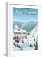 Stowe, Vermont - Retro Ski Resort - Lantern Press Artwork-Lantern Press-Framed Art Print