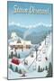 Stowe, Vermont - Retro Ski Resort - Lantern Press Artwork-Lantern Press-Mounted Art Print