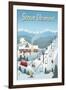 Stowe, Vermont - Retro Ski Resort - Lantern Press Artwork-Lantern Press-Framed Art Print