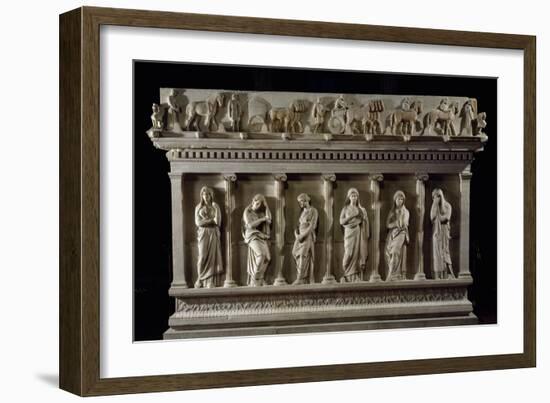 Strabo I's Wives, King of Sidon, Detail of Long Side of Marble Sarcophagus known as Mourners-null-Framed Giclee Print