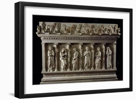 Strabo I's Wives, King of Sidon, Detail of Long Side of Marble Sarcophagus known as Mourners-null-Framed Giclee Print