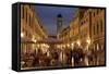 Stradun, Placa at Dusk, Dubrovnik, Croatia, Europe-John Miller-Framed Stretched Canvas