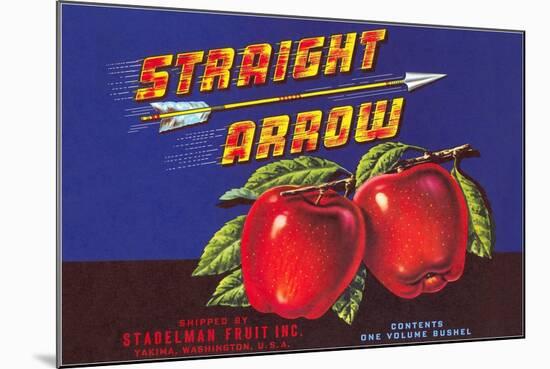 Straight Arrow Apple Crate Label-null-Mounted Art Print