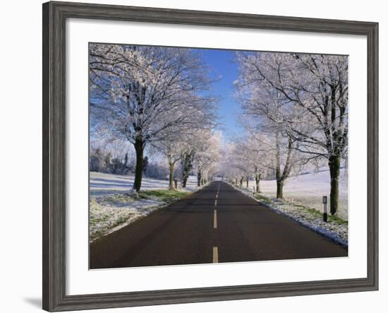 Straight Empty Road Through Rural Lincolnshire in Winter, England, United Kingdom, Europe-null-Framed Photographic Print