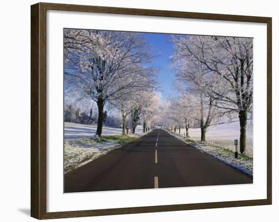 Straight Empty Road Through Rural Lincolnshire in Winter, England, United Kingdom, Europe-null-Framed Photographic Print