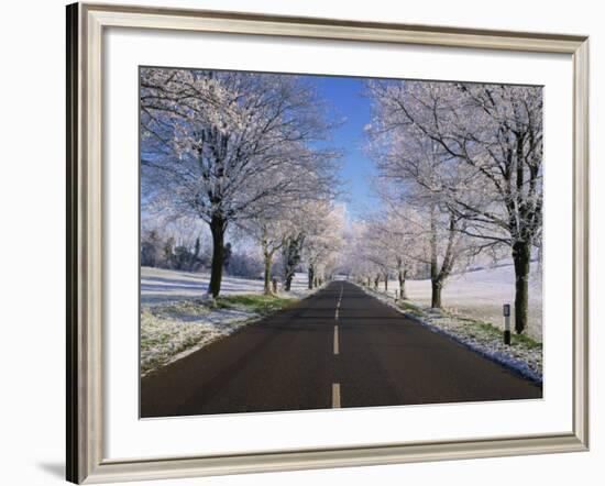 Straight Empty Road Through Rural Lincolnshire in Winter, England, United Kingdom, Europe-null-Framed Photographic Print