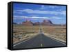 Straight Road Heading for Monument Valley, Navajo Reserve, on Border of Arizona and Utah, USA-null-Framed Stretched Canvas