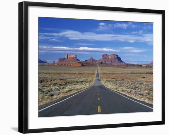 Straight Road Heading for Monument Valley, Navajo Reserve, on Border of Arizona and Utah, USA-null-Framed Photographic Print