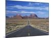 Straight Road Heading for Monument Valley, Navajo Reserve, on Border of Arizona and Utah, USA-null-Mounted Photographic Print