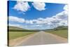 Straight road in the Mongolian steppe and clouds in the sky, North Hangay province, Mongolia, Centr-Francesco Vaninetti-Stretched Canvas