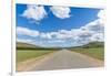 Straight road in the Mongolian steppe and clouds in the sky, North Hangay province, Mongolia, Centr-Francesco Vaninetti-Framed Photographic Print