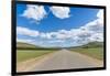 Straight road in the Mongolian steppe and clouds in the sky, North Hangay province, Mongolia, Centr-Francesco Vaninetti-Framed Photographic Print