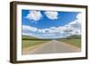 Straight road in the Mongolian steppe and clouds in the sky, North Hangay province, Mongolia, Centr-Francesco Vaninetti-Framed Photographic Print