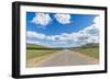 Straight road in the Mongolian steppe and clouds in the sky, North Hangay province, Mongolia, Centr-Francesco Vaninetti-Framed Photographic Print