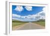 Straight road in the Mongolian steppe and clouds in the sky, North Hangay province, Mongolia, Centr-Francesco Vaninetti-Framed Photographic Print