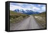 Straight Road Leading Through the Torres Del Paine National Park, Patagonia, Chile, South America-Michael Runkel-Framed Stretched Canvas