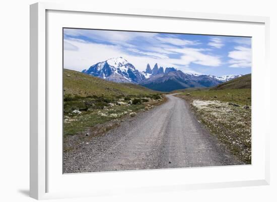 Straight Road Leading Through the Torres Del Paine National Park, Patagonia, Chile, South America-Michael Runkel-Framed Photographic Print