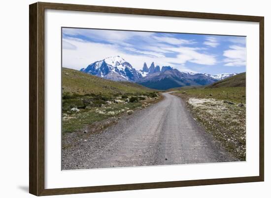 Straight Road Leading Through the Torres Del Paine National Park, Patagonia, Chile, South America-Michael Runkel-Framed Photographic Print