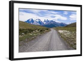 Straight Road Leading Through the Torres Del Paine National Park, Patagonia, Chile, South America-Michael Runkel-Framed Photographic Print