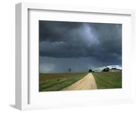 Straight Rural Dirt Road Through Farmland Near Le Mans, Sarthe in Loire, Centre, France-Michael Busselle-Framed Photographic Print