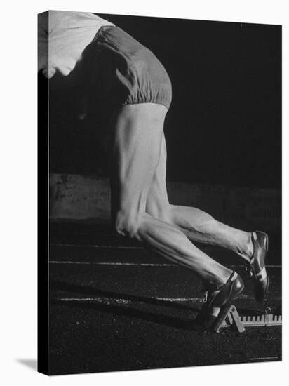 Straining Muscles Are Visible on Athlete Fanny Blankers Koen as She Starts from the Starting Blocks-Nat Farbman-Stretched Canvas