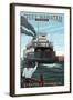 Straits of Mackinac, Michigan - Chief Wawatam Ferry-Lantern Press-Framed Art Print