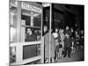 Stranded New York Workers Wait Patiently in a Long Line to Use a Phone Booth to Call Home-null-Mounted Photographic Print