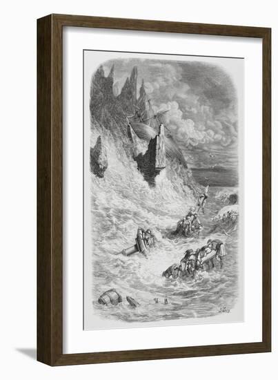 Stranding of Sinbad's Ship, C.1868-Gustave Dore-Framed Giclee Print