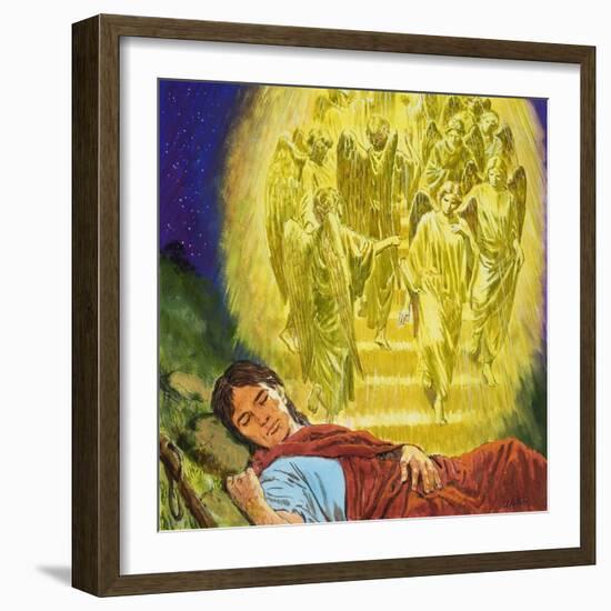 Strange Dreams from the Bible: Jacob's Ladder-Clive Uptton-Framed Giclee Print