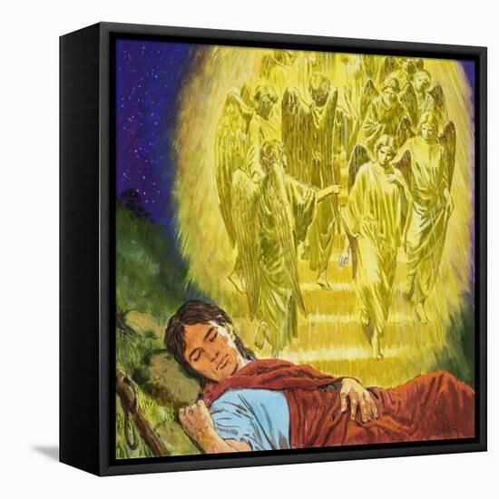 Strange Dreams from the Bible: Jacob's Ladder-Clive Uptton-Framed Stretched Canvas