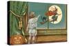 Strange Sights Are Seen on Halloween, Witch from Window-null-Stretched Canvas