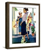 Strangers in Town, 2 - Saturday Evening Post "Leading Ladies", May 30, 1959 pg.19-Mike Ludlow-Framed Premium Giclee Print