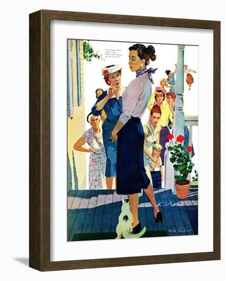 Strangers in Town, 2 - Saturday Evening Post "Leading Ladies", May 30, 1959 pg.19-Mike Ludlow-Framed Premium Giclee Print