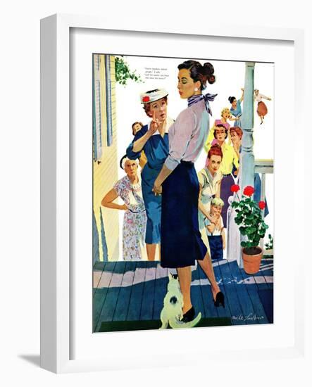 Strangers in Town, 2 - Saturday Evening Post "Leading Ladies", May 30, 1959 pg.19-Mike Ludlow-Framed Premium Giclee Print