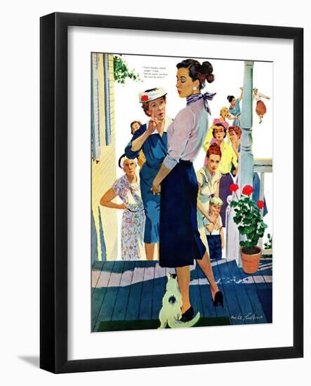 Strangers in Town, 2 - Saturday Evening Post "Leading Ladies", May 30, 1959 pg.19-Mike Ludlow-Framed Giclee Print