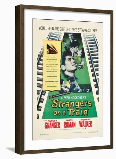 STRANGERS ON A TRAIN, Farley Granger, Robert Walker, Ruth Roman, 1951-null-Framed Art Print