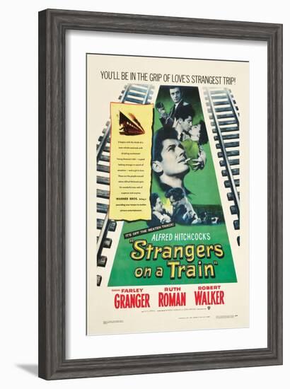 STRANGERS ON A TRAIN, Farley Granger, Robert Walker, Ruth Roman, 1951-null-Framed Art Print