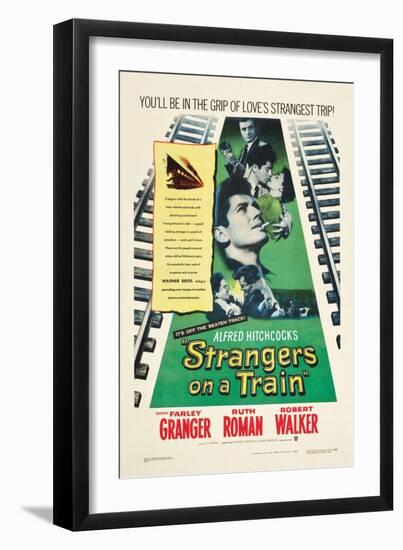 STRANGERS ON A TRAIN, Farley Granger, Robert Walker, Ruth Roman, 1951-null-Framed Art Print