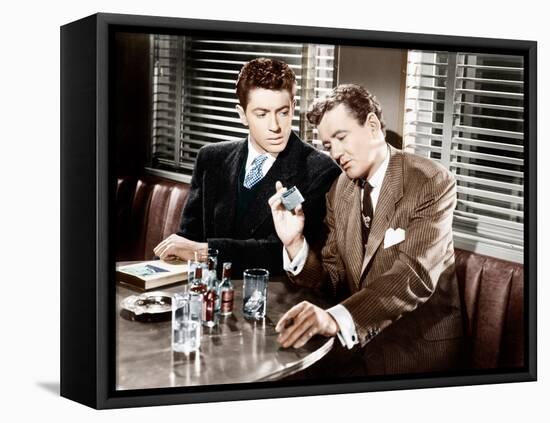 STRANGERS ON A TRAIN, from left: Farley Granger, Robert Walker, 1951-null-Framed Stretched Canvas