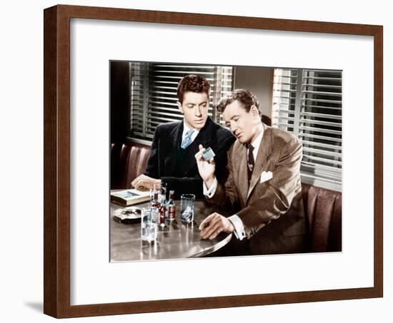 STRANGERS ON A TRAIN, from left: Farley Granger, Robert Walker, 1951-null-Framed Photo