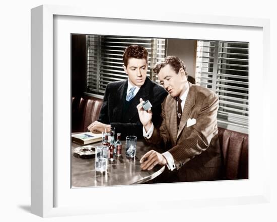 STRANGERS ON A TRAIN, from left: Farley Granger, Robert Walker, 1951-null-Framed Photo