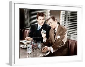 STRANGERS ON A TRAIN, from left: Farley Granger, Robert Walker, 1951-null-Framed Photo